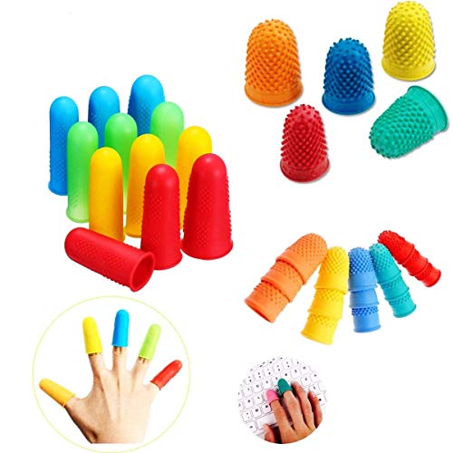 32 Pieces Rubber Finger Tips, Silicone Finger Protectors Non-Slip Finger Cover Assorted Sizes Finger Pads for Counting Collating Writing Sorting Task Hot Glue Sewing Finger Caps