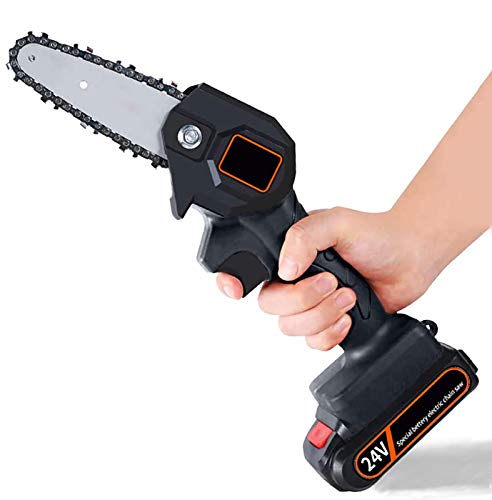 WEGSD Mini Chainsaw 4-Inch Cordless Electric Protable Chain Saw with Brushless Motor,(1.54lbs US Plug) Pruning Shears Chainsaw for Tree Branch Wood Cutting