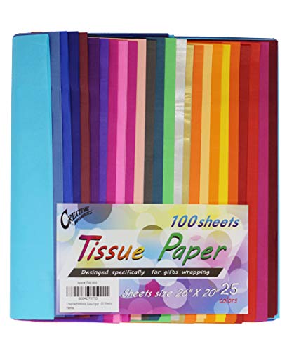 Creative Hobbies Rainbow Tissue Paper, 20' x 26' Sheets, Assorted Colors, Pack of 100 Sheets!