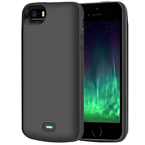 RUNSY Battery Case Compatible with iPhone 5 / 5S / SE, 4000mAh Rechargeable Extended Battery Charging Case, External Battery Charger Case, Adds 2.3X Extra Juice (4 inch)