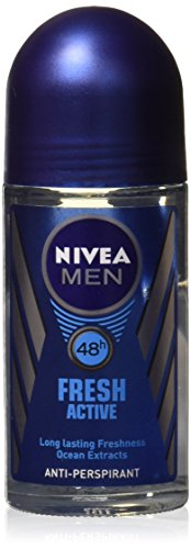 (Pack of 3 Bottles) Nivea FRESH ACTIVE Men's Roll-On Antiperspirant & Deodorant. 48-Hour Protection Against Underarm Wetness. (Pack of 3 Bottles, 1.7oz/50ml Each Bottle)