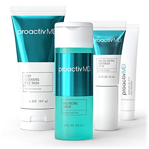 ProactivMD Adapalene Gel Acne Kit - Complete Retinol Moisturizer and Toner Combo Kit With Deep Cleansing and Exfoliating Acne Face Wash, Balancing Toner, Daily Oil Control With SPF 30