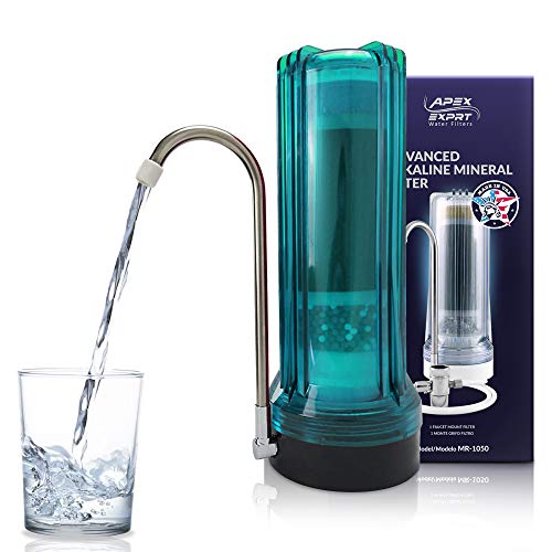 APEX Quality Countertop Drinking Water Filter - 5 Stage Mineral Cartridge - Best Alkaline Filtration System - Recommended for Healthier Safer Purified Water (Green)