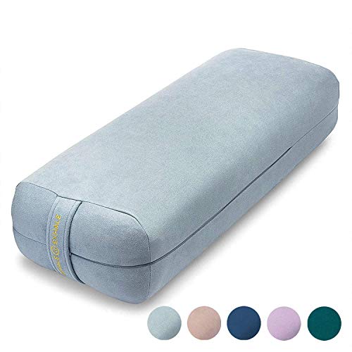 Ajna Yoga Bolster Pillow for Meditation and Support - Rectangular Yoga Cushion - Yoga Accessories from Machine Washable with Carry Handle - Celestite Blue