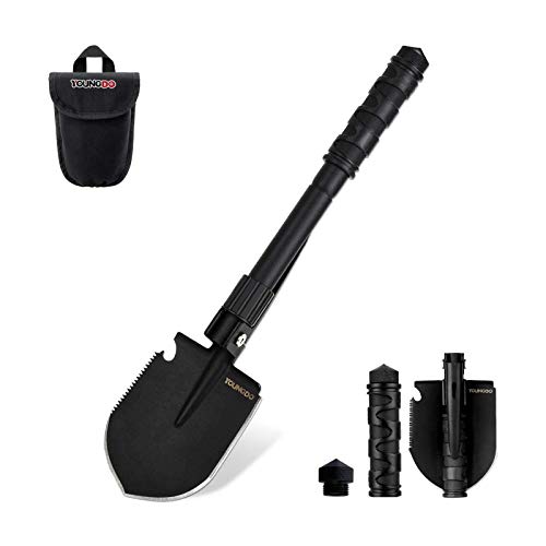 YOUNGDO Folding Shovel, Military Survival Camping Shovel Portable Entrenching Tool for Hiking, Gardening, Trenching, Snow, Backpacking, and Car Safety