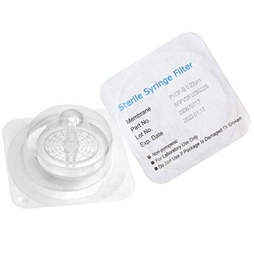 Sterile Syringe Filters PVDF 25 mm Diameter 0.22 um Pore Size Individually Packaged 10/pk by Biomed Scientific