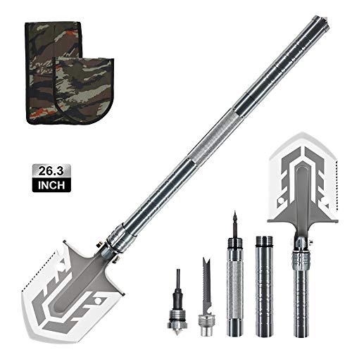 Weanas 26'' Military Folding Shovel 23 in 1 Multitool Portable Tactical Army Spade Survival Adventure Vehicle Tool for Camping Hunting Hiking Backpacking Fishing and Car Emergency