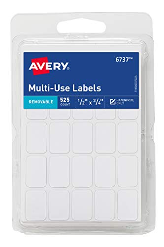 Avery Removable Labels, Rectangular, 0.5 x 0.75 Inches, White, Pack of 525 (6737)