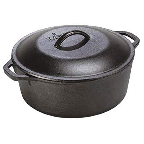 Lodge 5 Quart Cast Iron Dutch Oven. Pre-Seasoned Pot with Lid and Dual Loop Handle