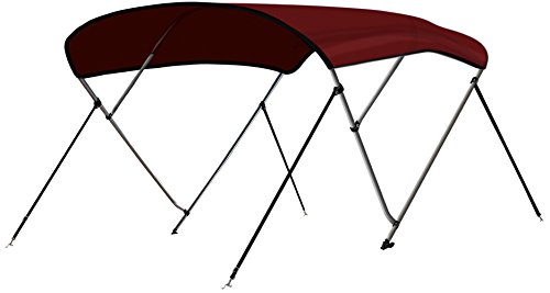 Leader Accessories Burgundy 3 Bow 6'L x 46' H x 67'-72' W Bimini Top Cover 4 Straps for Front and Rear Includes Mounting Hardwares with 1 Inch Aluminum Frame