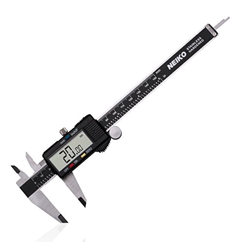 Neiko 01407A Electronic Digital Caliper Stainless Steel Body with Large LCD Screen | 0 - 6 Inches | Inch/Fractions/Millimeter Conversion,Silver/Black