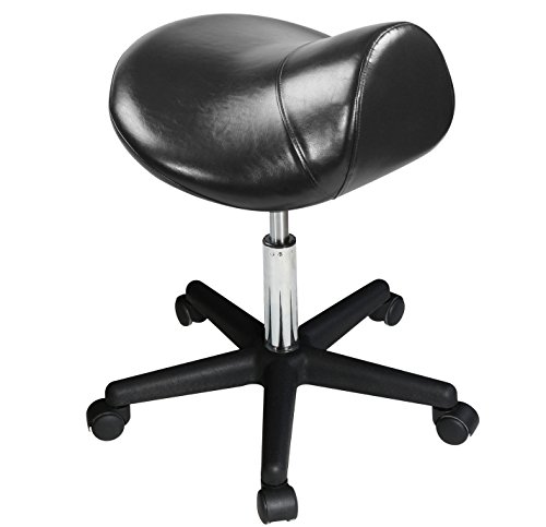 MASTER MASSAGE EQUIPMENT Ergonomic Swivel Saddle Rolling Hydraulic Stool In Black for Clinic, Spas, Salons, Debtists, Classrooms, Home, Office, 1count