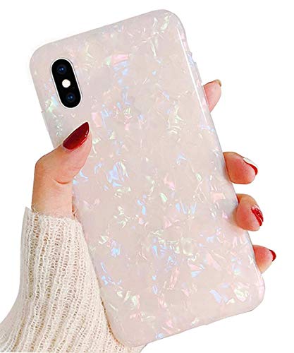 iPhone Xs Max Case, J.west Luxury Pearly-Lustre Sparkle Bling Design Crystal Clear Soft TPU Silicone Back Protective Phone Case Cover for Girls Women for Apple iPhone Xs Max 6.5 inch (Colorful)