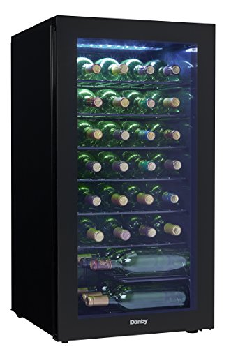 Danby DWC036A2BDB-6 3.6 Cu.Ft Cooler, Holds 36 Bottles for Red and White Wine, Sleek Look Perfect for Home Bar with Smoked Glass Door