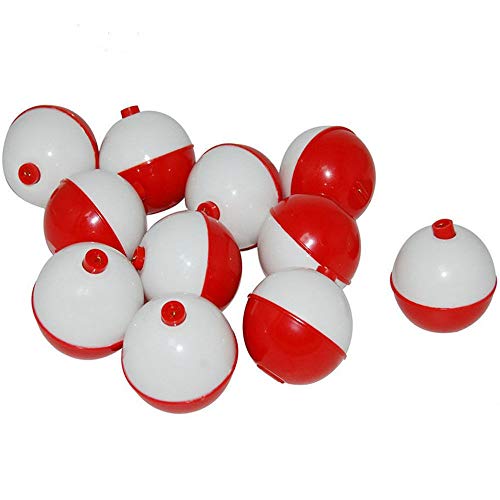 ZS 50 Pcs 1 inch Fishing Bobbers Floats Hard ABS Snap-on Round Floats Red and White Push Button Round Float Bobbers Fishing Corks Bulk, Fishing Tackle Accessories Kit