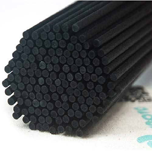 Jecnovo Reed Diffuser Sticks, Pack of 100 Fiber Sticks with Handmade Linen Bag, Eco-Friendly, Safe and Non-Toxic, 9 Inches Long 3mm Diameter Aromatherapy Diffusers for Home, Spa and Office(Black)