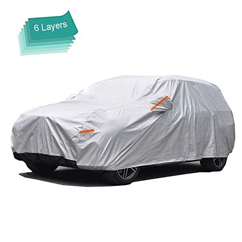 GUNHYI Outdoor Car Covers for Automobiles Waterproof All Weather, 6 Layer Heavy Duty Cover Sun Uv Protection, Universal Fit SUV (Length 191-200inch)