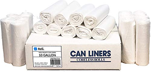 Reli. 6-10 Gallon Trash Bags (1000 Count, Bulk) - Trash Can Liners - 7 Gallon - 8 Gallon - 10 Gallon Trash Bags - Trash Can Liners / Garbage Bags (6 Gal, 7 Gal, 8 Gal, 10 Gal in Bulk), Clear