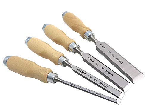 Narex (Made in Czech Republic) 4 pc set 6mm (1/4'), 12 (1/2'), 20 (3/4') , 26 (1 1/16') mm Woodworking Chisels 863010