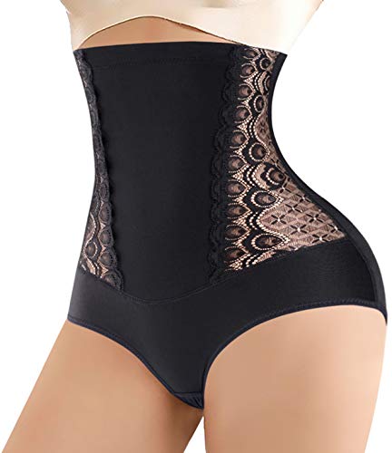 Nebility Waist Trainer for Women Butt Lifter Shapewear High Waist Tummy Control Panty Lace Body Shaper Shorts (X-Large, Black)