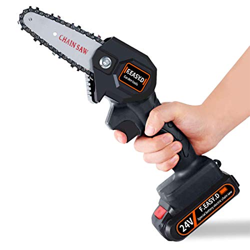 F.EASY.D Mini Chainsaw 4-Inch Cordless Electric Protable Chainsaw with Brushless Motor, One-Hand 0.7kg Lightweight, Pruning Shears Chainsaw for Tree Branch Wood Cutting (4inch, Black)