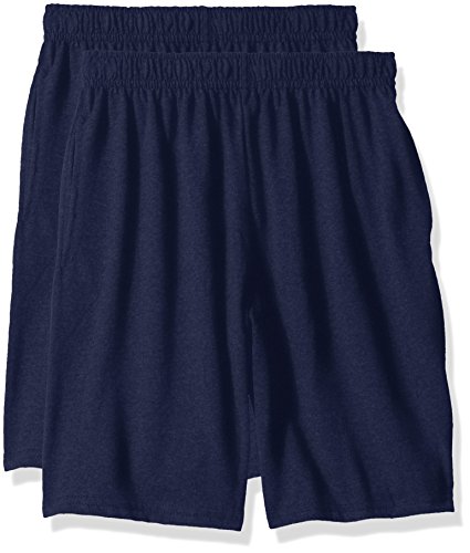 Hanes Big Boys' Jersey Short (Pack of 2), Navy, L