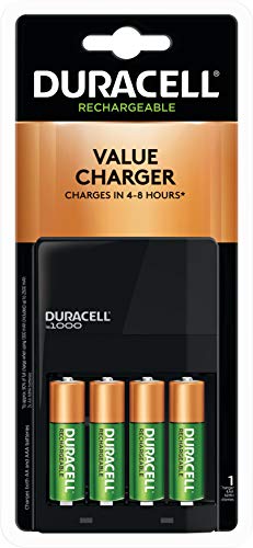 Duracell - Ion Speed 1000 Battery Charger Includes 4 AA Batteries - Charger For AA And AAA Batteries