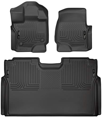 Husky Liners 94041 Fits 2015-20 Ford F-150 SuperCrew Weatherbeater Front & 2nd Seat Floor Mats, Black