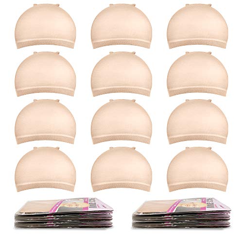 Wig Caps,MORGLES 20pcs Stretchy Nylon Wig Caps Stocking Caps For Wigs Wig Caps For Women Man (Beige)