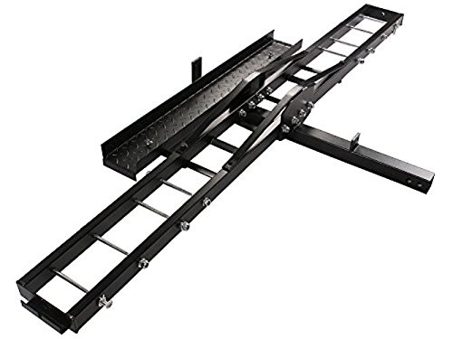 TMS T-NS-MRC001 500-Pound Heavy Duty Motorcycle Dirt Bike Scooter Carrier Hitch Rack Hauler Trailer with Loading Ramp and Anti-Tilt Locking Device