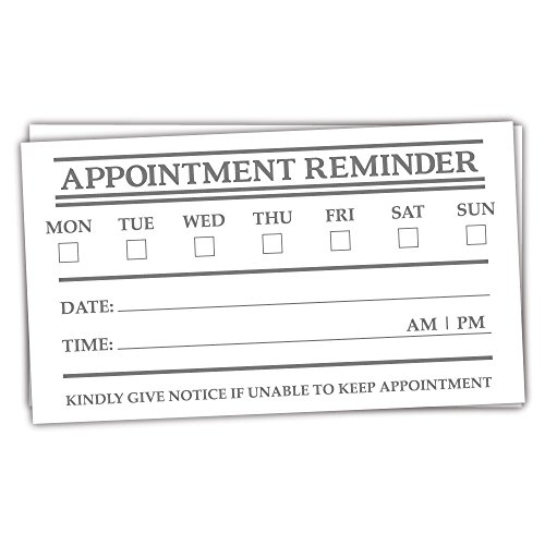 50 Appointment Reminder Cards (Standard Business Card Size)