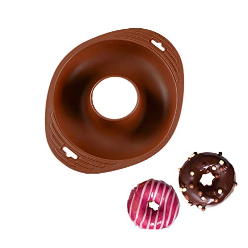 Brown Ring Mold Cake Pans and Handles,8 1/2 inch Diam,Round Silicone Donut Mould Non-Stick,Bagel Cake Chocolate Mousse Mould,DIY Decorative Baking Tray,Baking Tools Cake Decorating Plate