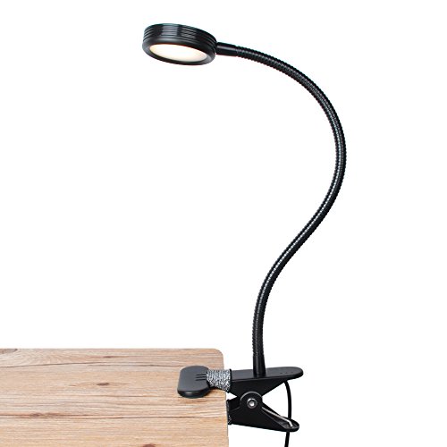 LEPOWER Clip on Light/Reading Light/Light Color Changeable/Night Light Clip on for Desk, Bed Headboard and Computers (Black)