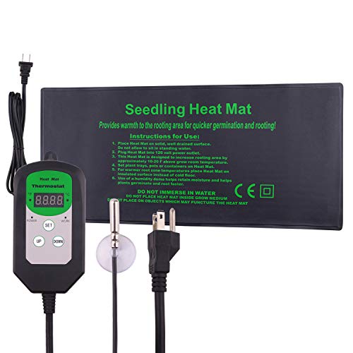 Seedling Heat Mat with Temperature Control - Waterproof Germination Heating Pad Digital Thermostart for Reptiles Kombucha Plant Combo Set