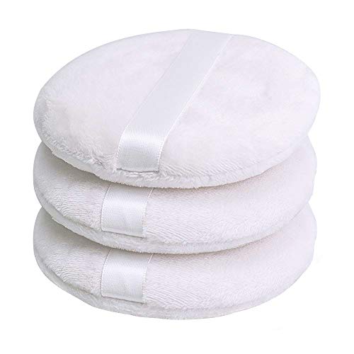 Topwon 4 Inch Powder Puff,Washable Large Body Powder Puff,Soft & Furry - 3Pcs