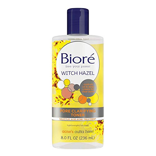 Bioré Witch Hazel Pore Clarifying Toner, 8.0 Oz, With 2% Salicylic Acid for Acne Clearing & Balanced Skin Purification