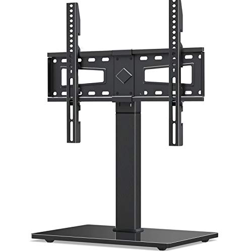 Universal TV Stand, Swivel TV Stand Base Fits Most 37 to 70 Inch LCD LED Screens, 9 Levels Height Adjustable Table Top TV Stand with Tempered Glass Base, Holds up to 88lbs, Max VESA 600x400mm