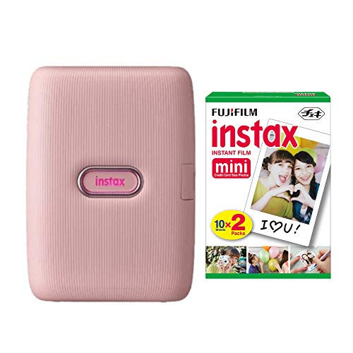 Fujifilm Instax Mini Link Smartphone Printer + Fuji Instax Mini Film (40 Sheets) - Instax Mini Printer Bundle (Dusky Pink)
