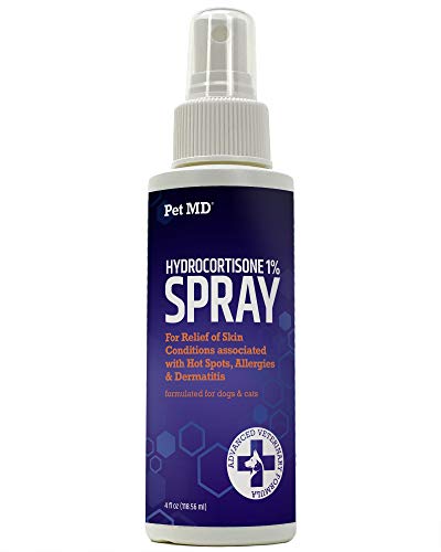 Pet MD Hydrocortisone Spray for Dogs, Cats, Horses - Itch Relief Spray for Hot Spots, Flea and Insect Bites, Irritated Dry Itchy Skin, Allergies, and Dermatitis - Reduces Topical Inflammation - 4 oz