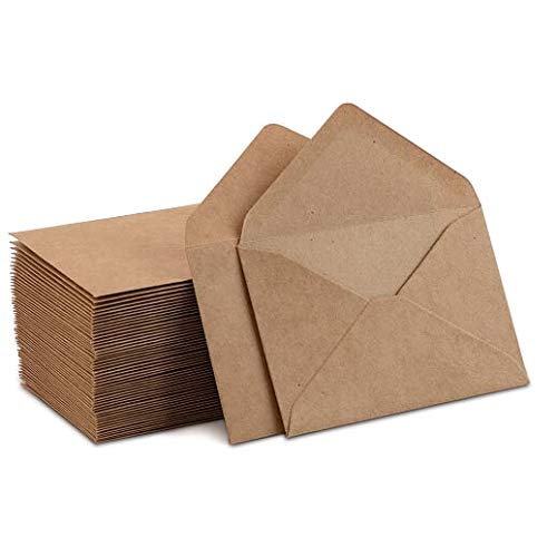 Kraft Mini Envelopes Brown Kraft Envelopes for Gift Cards and Business Cards (4'x2.75' 100 Pack)