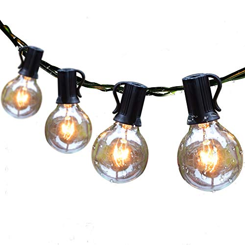 Guddl Outdoor String Lights 25ft Patio Lights with 27 G40 Bulbs (2 Spare) Connectable Globe String Lights for Party Tents Patio Gazebo Porch Deck Bistro Backyard Balcony Pergola Outside Decor