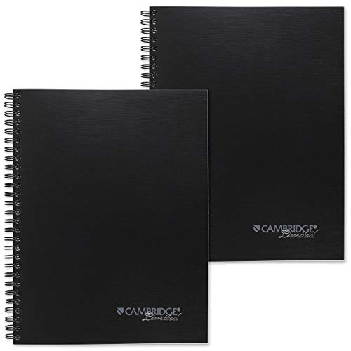 Cambridge Limited Business Notebook, Legal Ruled, 6-1/2' x 9-1/2', Wirebound, Black, 2 Pack (73599)