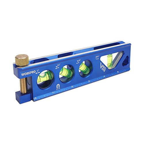 WORKPRO Torpedo Level, Magnetic, Verti. Site 4 Vial for Conduit Bending,Aluminum Alloy Construction,6.5-inch