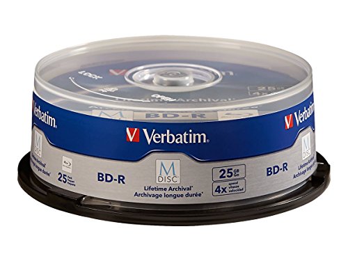 Verbatim M-Disc BD-R 25GB 4X with Branded Surface - 25pk Spindle - 98909