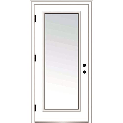 National Door Company ZZ364628R Fiberglass Smooth, Primed, Right Hand Outswing, Prehung Door, Full Lite, Clear Glass, 36'x80', Fiberglass