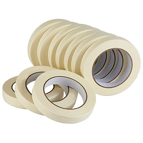 Lichamp Masking Tape 10 Pack General Purpose Beige White Color, 0.75 inch x 55 Yards x 10 Rolls (550 Total Yards), for Painting, Home, Office, School Stationery, Arts, Crafts etc. (3004)
