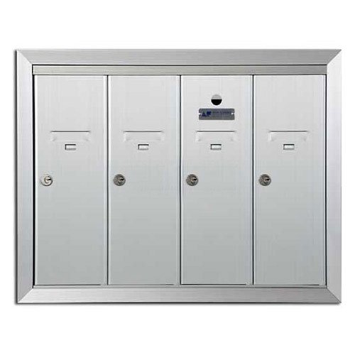 Recessed Vertical 4 Door Mailbox, Anodized Aluminum