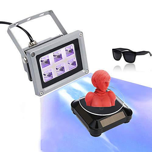 3D Printer UV Resin Curing Light 405nm Lamp with Turntable 360°Rotating for SLA DLP 3D Printer Solidify,DIY Curing Enclosue