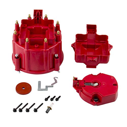 Bang4buck Red Male HEI Distributor Cap & Rotor Performance Replacement Fits for SBC BBC 305 350 454