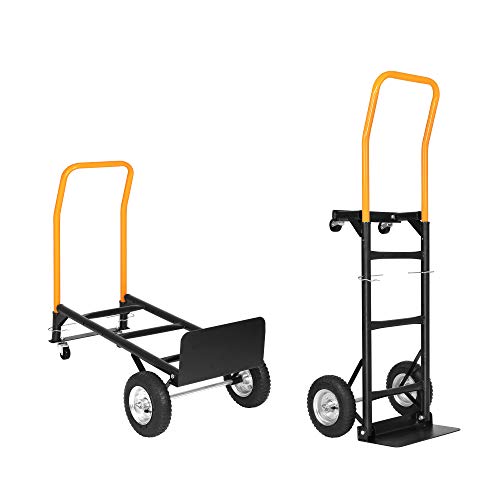 LUCKYERMORE Convertible Hand Truck Dual Purpose 2 Wheel Dolly and 4 Wheel Push Cart with Swivel Wheels 330 Lbs Capacity Heavy Duty Platform Cart for Moving/Warehouse/Garden/Grocery